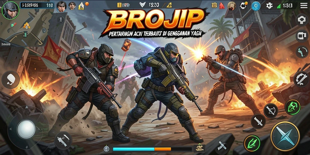 Tampilan mendebarkan dari gameplay <strong>BROJP</strong> dengan pertarungan aksi yang intens.