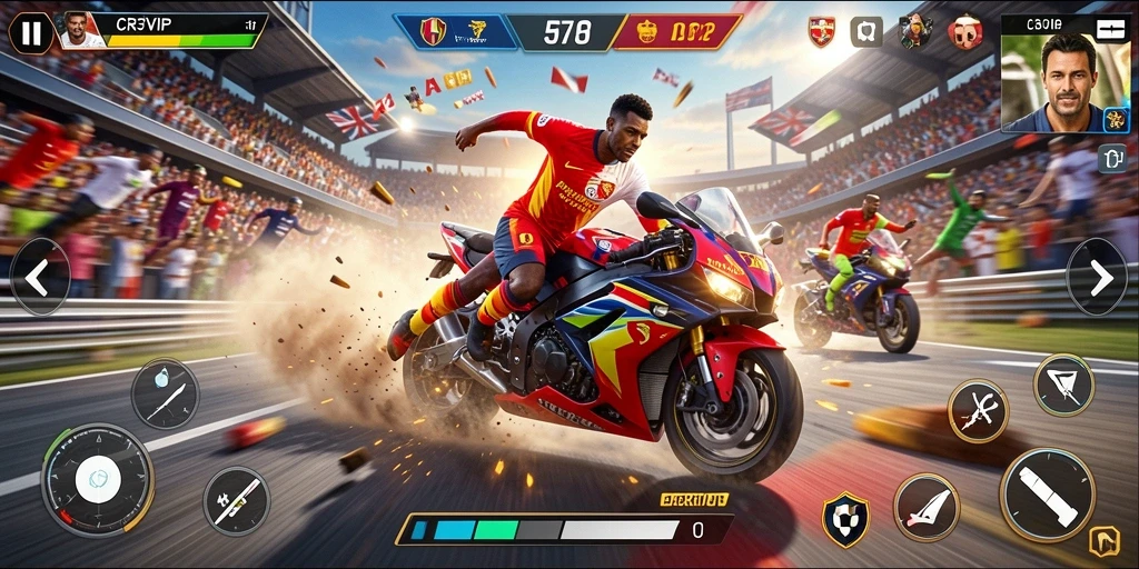 Tampilan aksi balapan motor yang mendebarkan di CR7VIP.