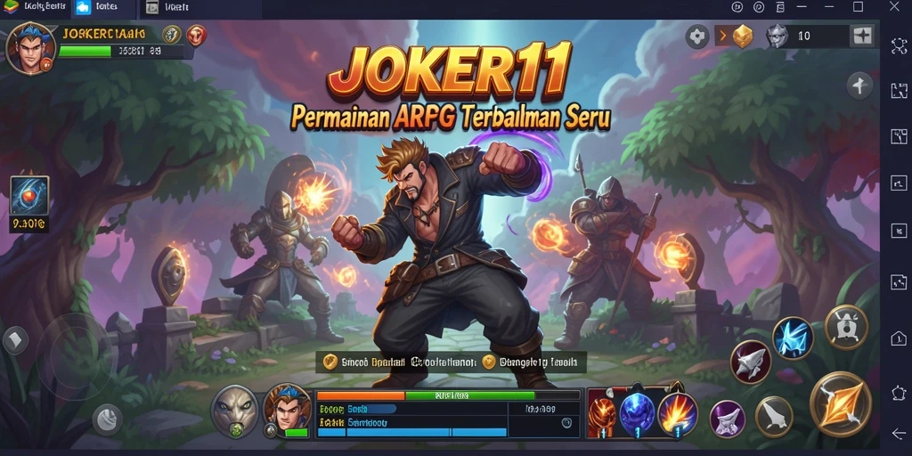 Tangkapan layar utama JOKER11 menampilkan aksi pertempuran seru dalam ARPG.
