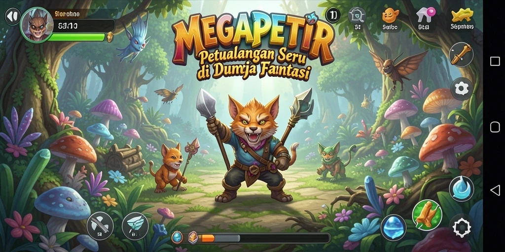 Tampilan gameplay seru MEGAPETIR yang menampilkan petualangan mendebarkan.