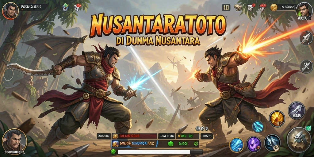 Screenshot gameplay NUSANTARATOTO menampilkan aksi pertarungan epik.