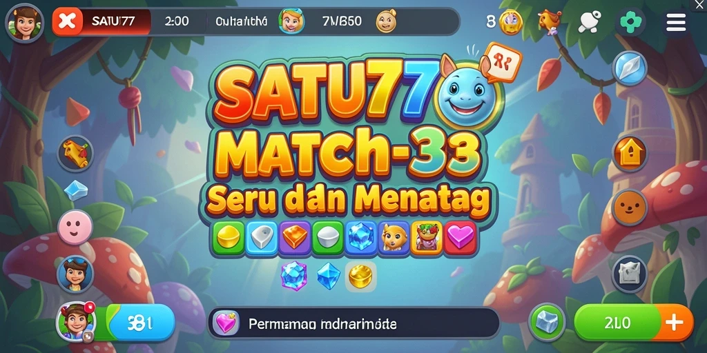 Tangkapan layar SATU77 menampilkan gameplay Match-3 yang seru.